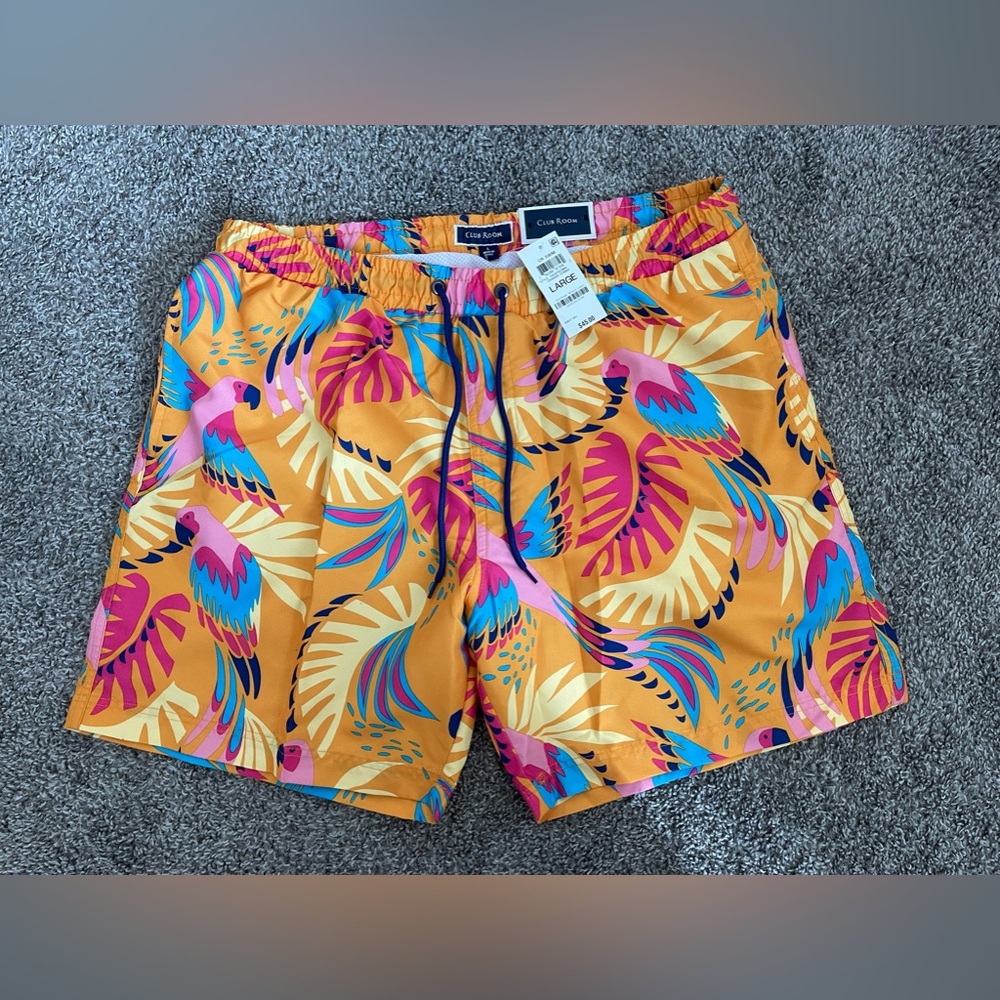 Club Room Orange Combo Bird Men’s Swim Trunks
